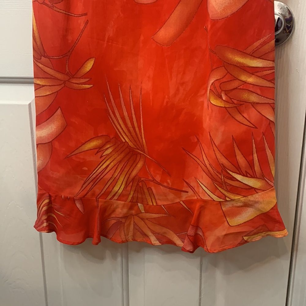 Robbie Bee Sz 10 Square Neck Sleeveless Ruffled Hem Fully Lined Tropical Dress - Picture 4 of 10